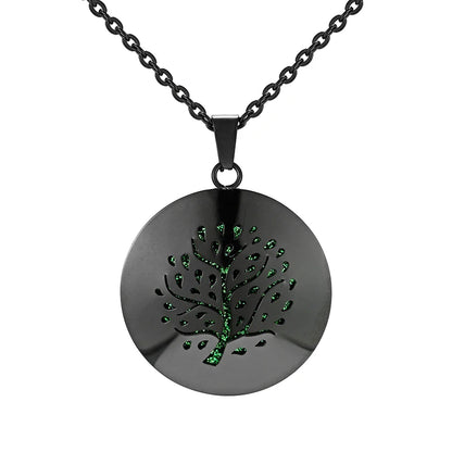 Aromatherapy Black Stainless Steel Pendant Necklace – Diffuser Jewelry for Men & Women