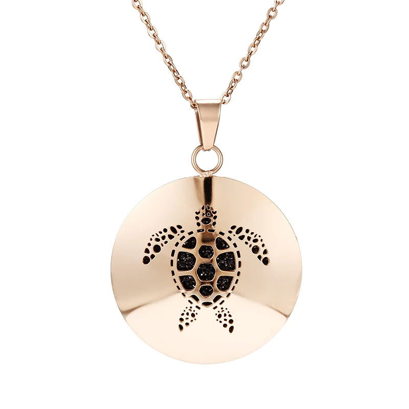 Aromatherapy Rose Gold Stainless Steel Pendant Necklace – Diffuser Jewelry for Men & Women