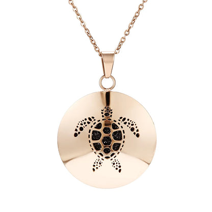 Aromatherapy Rose Gold Stainless Steel Pendant Necklace – Diffuser Jewelry for Men & Women