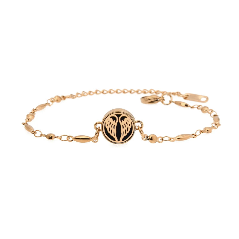 Aromatherapy Rose Gold Stainless Steel Locket Bracelet – Diffuser Jewelry for Men & Women