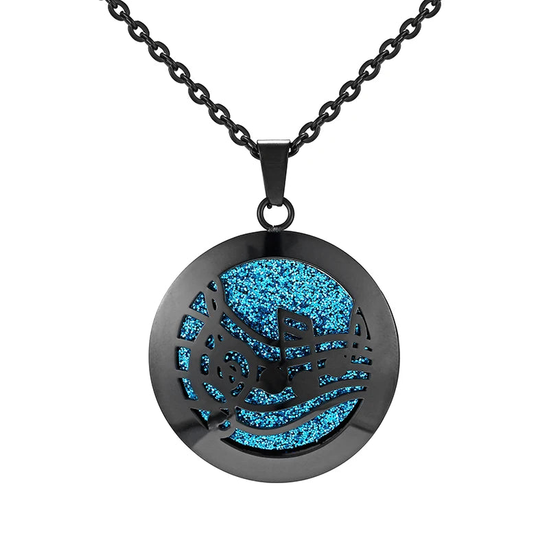 Aromatherapy Black Stainless Steel Pendant Necklace – Diffuser Jewelry for Men & Women