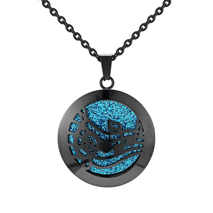 Aromatherapy Black Stainless Steel Pendant Necklace – Diffuser Jewelry for Men & Women