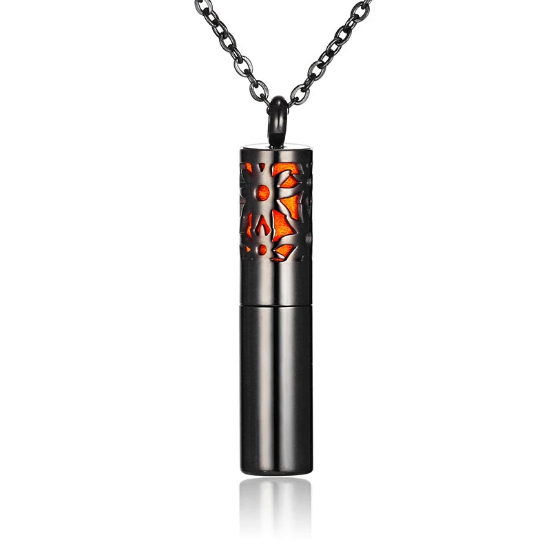 Aromatherapy Black Stainless Steel Locket Necklace – Diffuser Jewelry for Men & Women