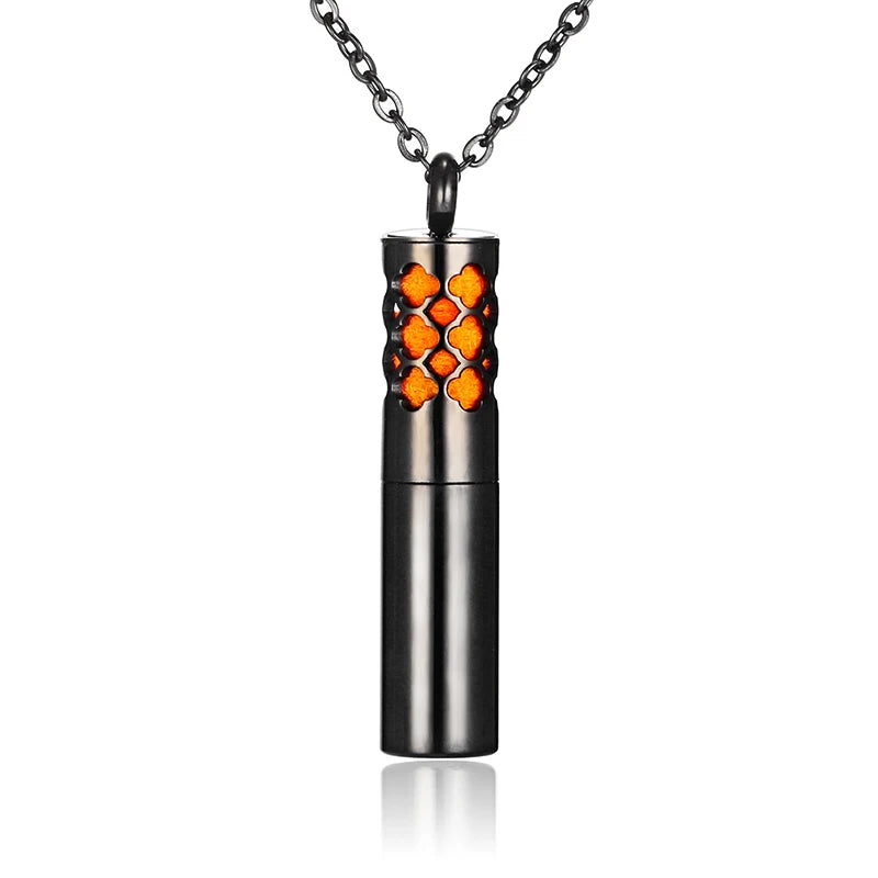 Aromatherapy Black Stainless Steel Locket Necklace – Diffuser Jewelry for Men & Women