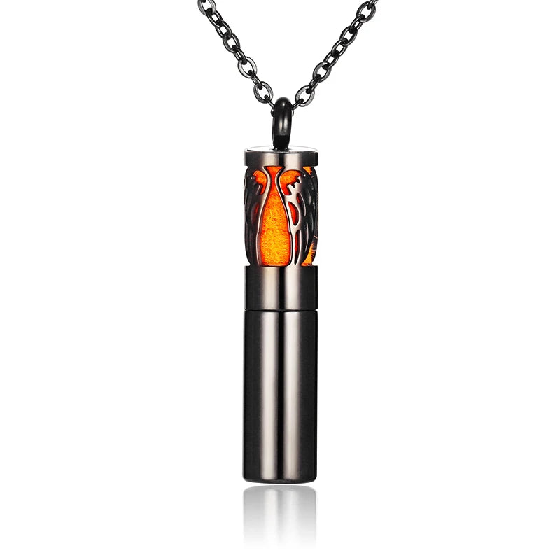 Aromatherapy Black Stainless Steel Locket Necklace – Diffuser Jewelry for Men & Women