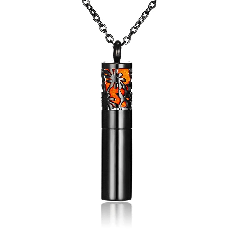 Aromatherapy Black Stainless Steel Locket Necklace – Diffuser Jewelry for Men & Women