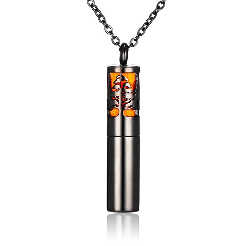 Aromatherapy Black Stainless Steel Locket Necklace – Diffuser Jewelry for Men & Women
