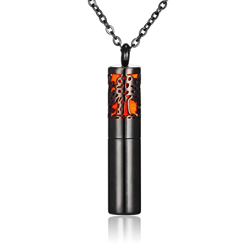 Aromatherapy Black Stainless Steel Locket Necklace – Diffuser Jewelry for Men & Women