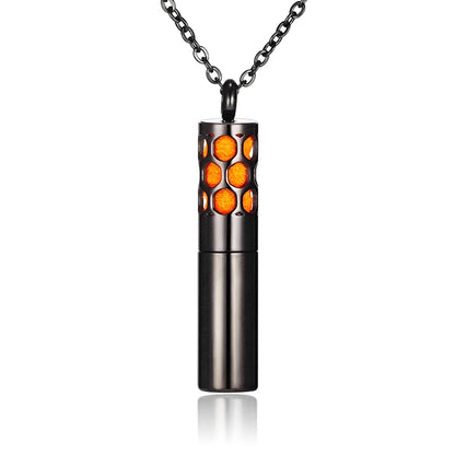 Aromatherapy Black Stainless Steel Locket Necklace – Diffuser Jewelry for Men & Women