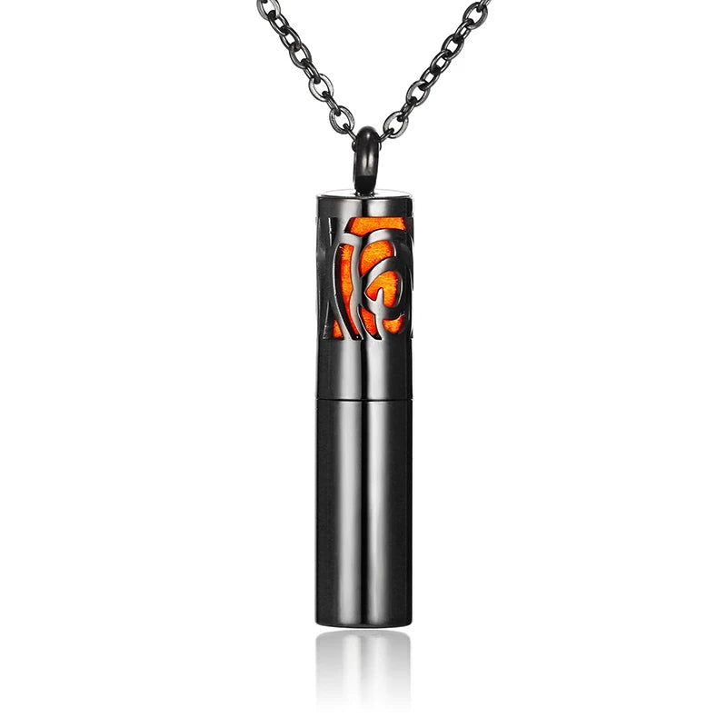Aromatherapy Black Stainless Steel Locket Necklace – Diffuser Jewelry for Men & Women