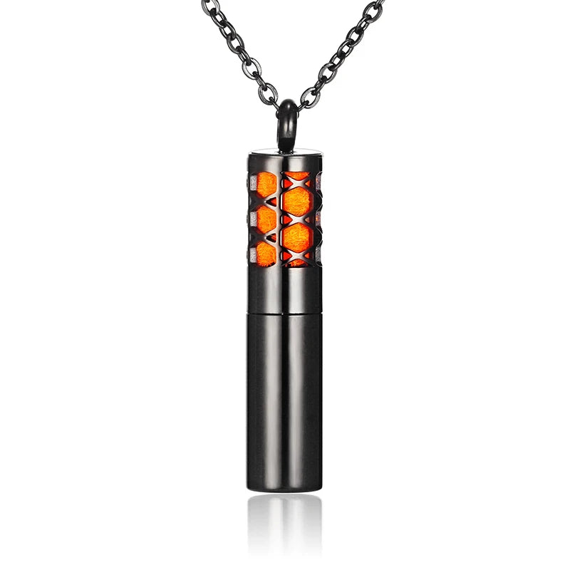 Aromatherapy Black Stainless Steel Locket Necklace – Diffuser Jewelry for Men & Women