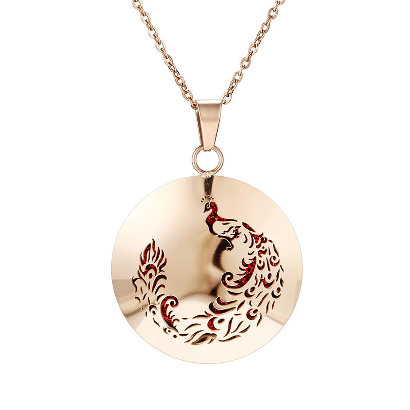 Aromatherapy Rose Gold Stainless Steel Pendant Necklace – Diffuser Jewelry for Men & Women
