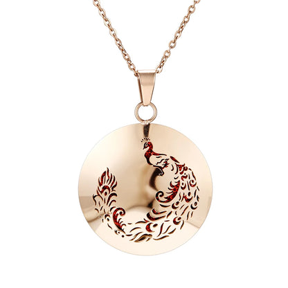 Aromatherapy Rose Gold Stainless Steel Pendant Necklace – Diffuser Jewelry for Men & Women