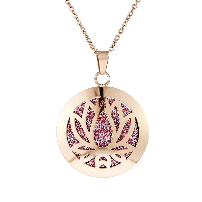 Aromatherapy Rose Gold Stainless Steel Pendant Necklace – Diffuser Jewelry for Men & Women