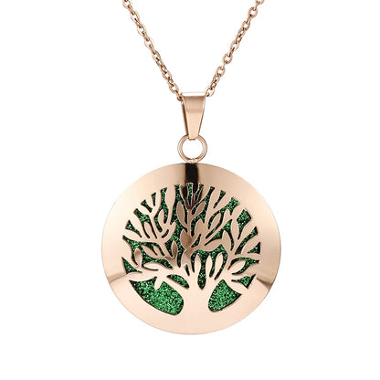 Aromatherapy Rose Gold Stainless Steel Pendant Necklace – Diffuser Jewelry for Men & Women