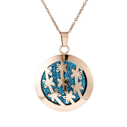 Aromatherapy Rose Gold Stainless Steel Pendant Necklace – Diffuser Jewelry for Men & Women