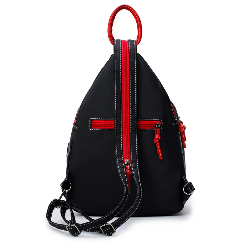 Versatile Retro Leaf Print Backpack – Women's Large Nylon City Bag