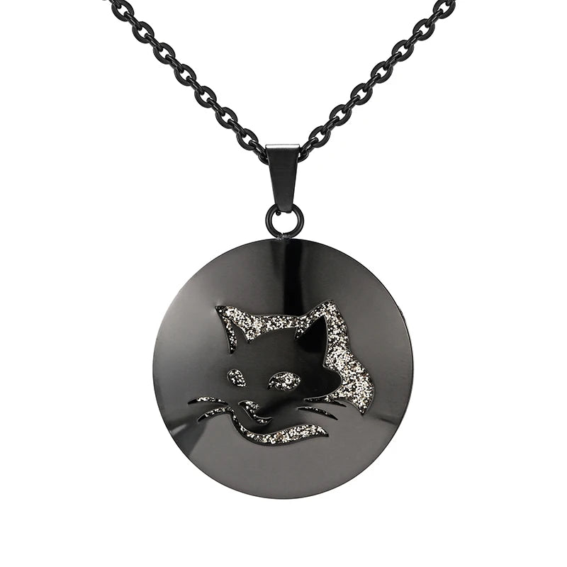 Aromatherapy Black Stainless Steel Pendant Necklace – Diffuser Jewelry for Men & Women