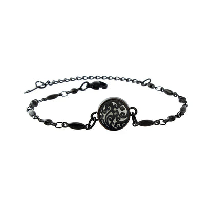 12Mm Blcak Color Stainless Steel Aromatherapy Bracelet Perfume Essential Oil Jewelry Small Mini Sweet Titanium Steel Bracelet