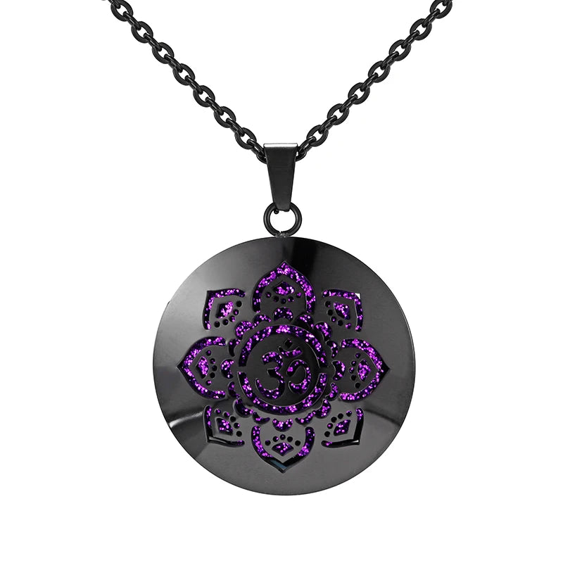 Aromatherapy Black Stainless Steel Pendant Necklace – Diffuser Jewelry for Men & Women