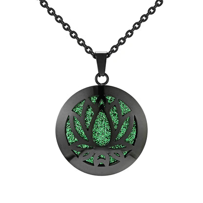Aromatherapy Black Stainless Steel Pendant Necklace – Diffuser Jewelry for Men & Women
