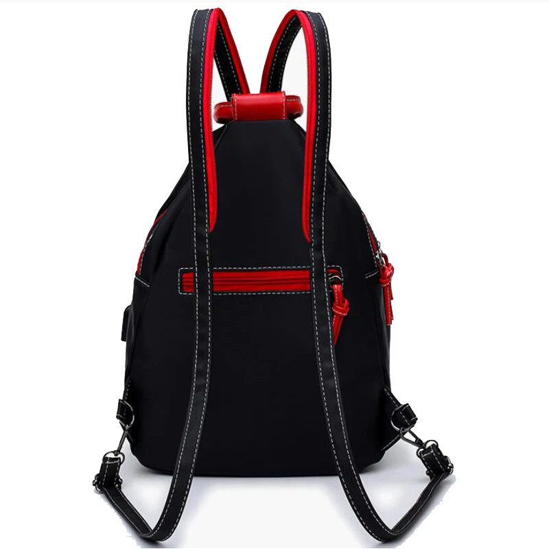Versatile Retro Leaf Print Backpack – Women's Large Nylon City Bag