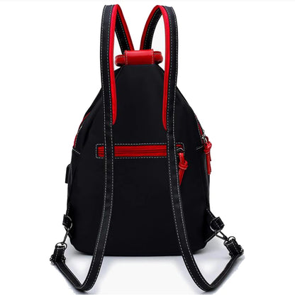 Versatile Retro Leaf Print Backpack – Women's Large Nylon City Bag