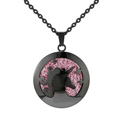 Aromatherapy Black Stainless Steel Pendant Necklace – Diffuser Jewelry for Men & Women