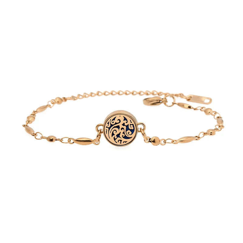 Aromatherapy Rose Gold Stainless Steel Locket Bracelet – Diffuser Jewelry for Men & Women