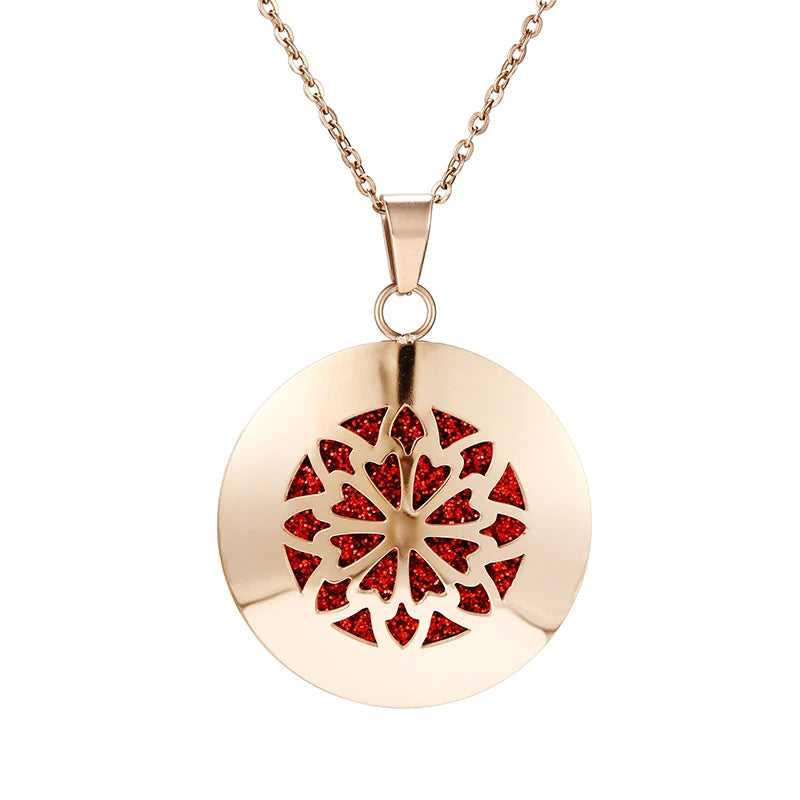 Aromatherapy Rose Gold Stainless Steel Pendant Necklace – Diffuser Jewelry for Men & Women