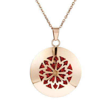 Aromatherapy Rose Gold Stainless Steel Pendant Necklace – Diffuser Jewelry for Men & Women