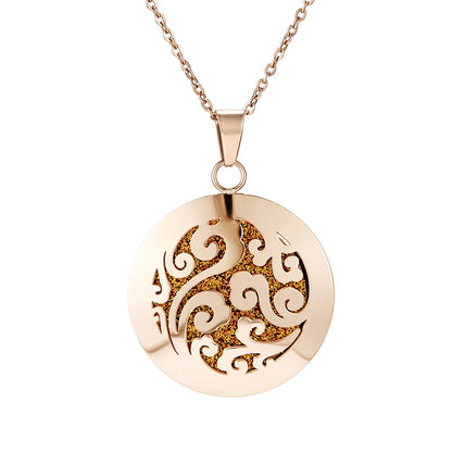 Aromatherapy Rose Gold Stainless Steel Pendant Necklace – Diffuser Jewelry for Men & Women