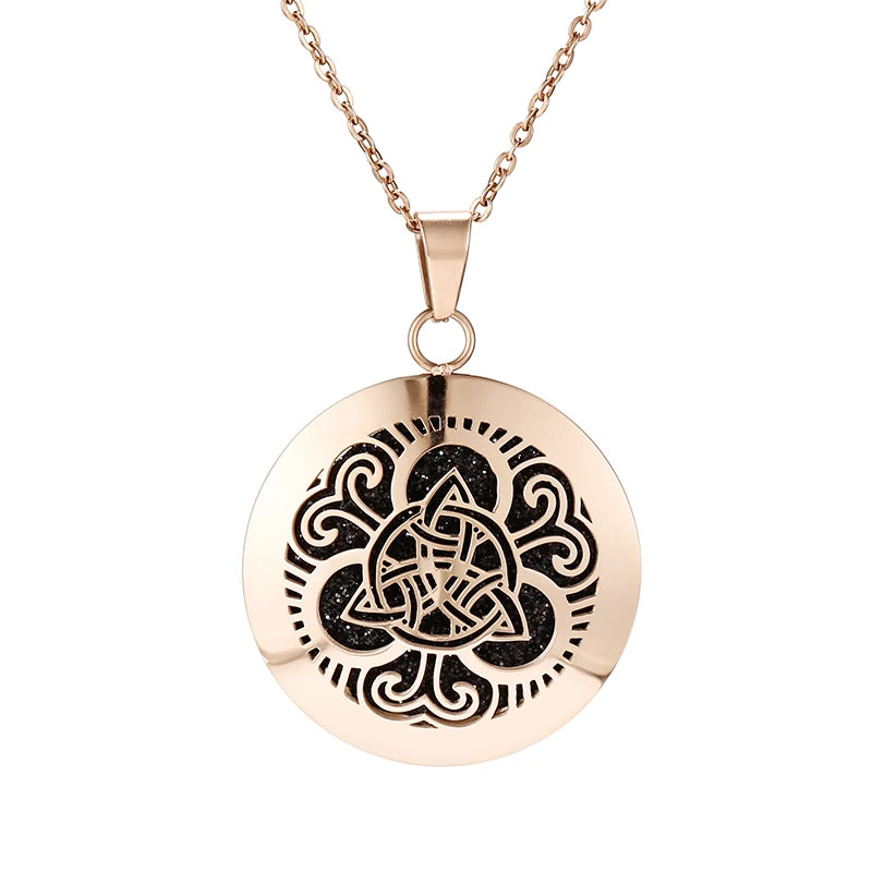 Aromatherapy Rose Gold Stainless Steel Pendant Necklace – Diffuser Jewelry for Men & Women