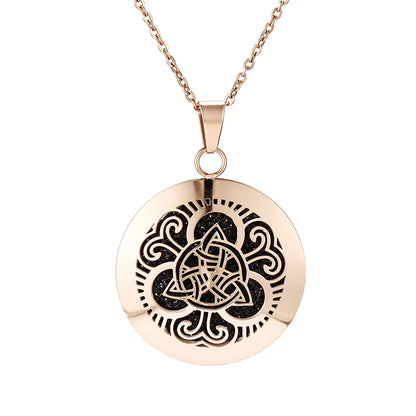 Aromatherapy Rose Gold Stainless Steel Pendant Necklace – Diffuser Jewelry for Men & Women