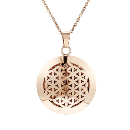 Aromatherapy Rose Gold Stainless Steel Pendant Necklace – Diffuser Jewelry for Men & Women