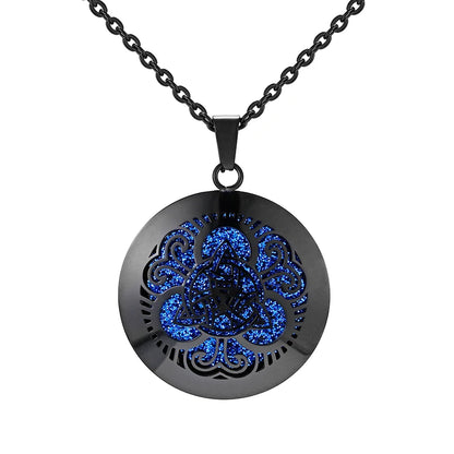 Aromatherapy Black Stainless Steel Pendant Necklace – Diffuser Jewelry for Men & Women