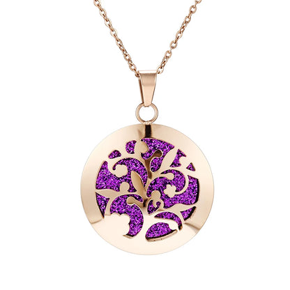Aromatherapy Rose Gold Stainless Steel Pendant Necklace – Diffuser Jewelry for Men & Women