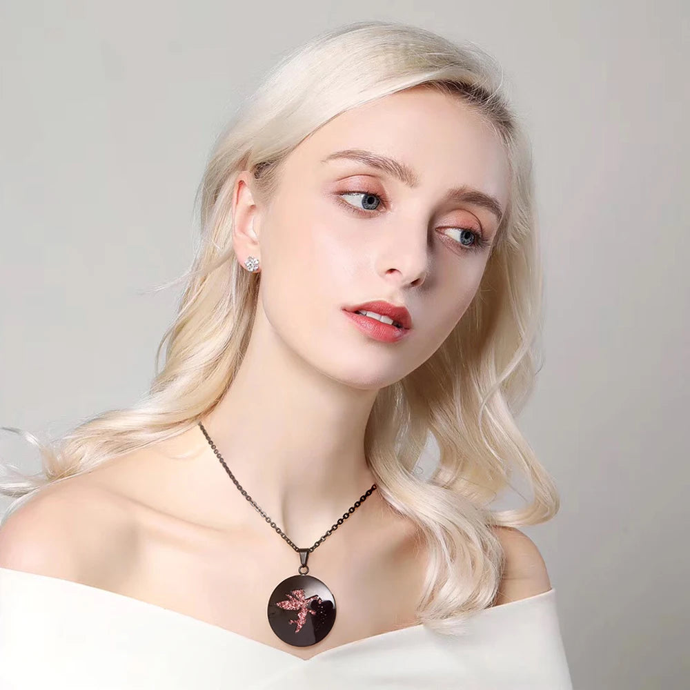 Aromatherapy Black Stainless Steel Pendant Necklace – Diffuser Jewelry for Men & Women