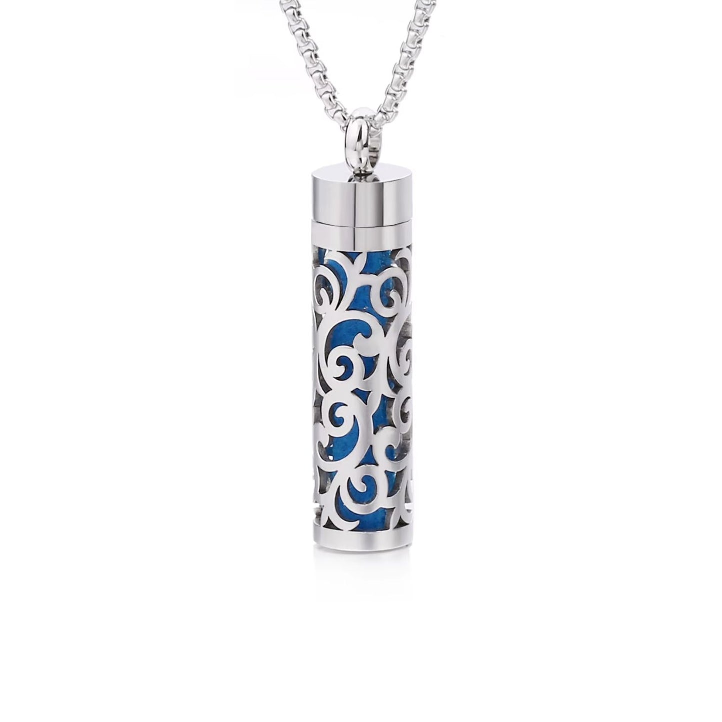 Aromatherapy Silver Stainless Steel Locket Necklace – Diffuser Jewelry for Men & Women