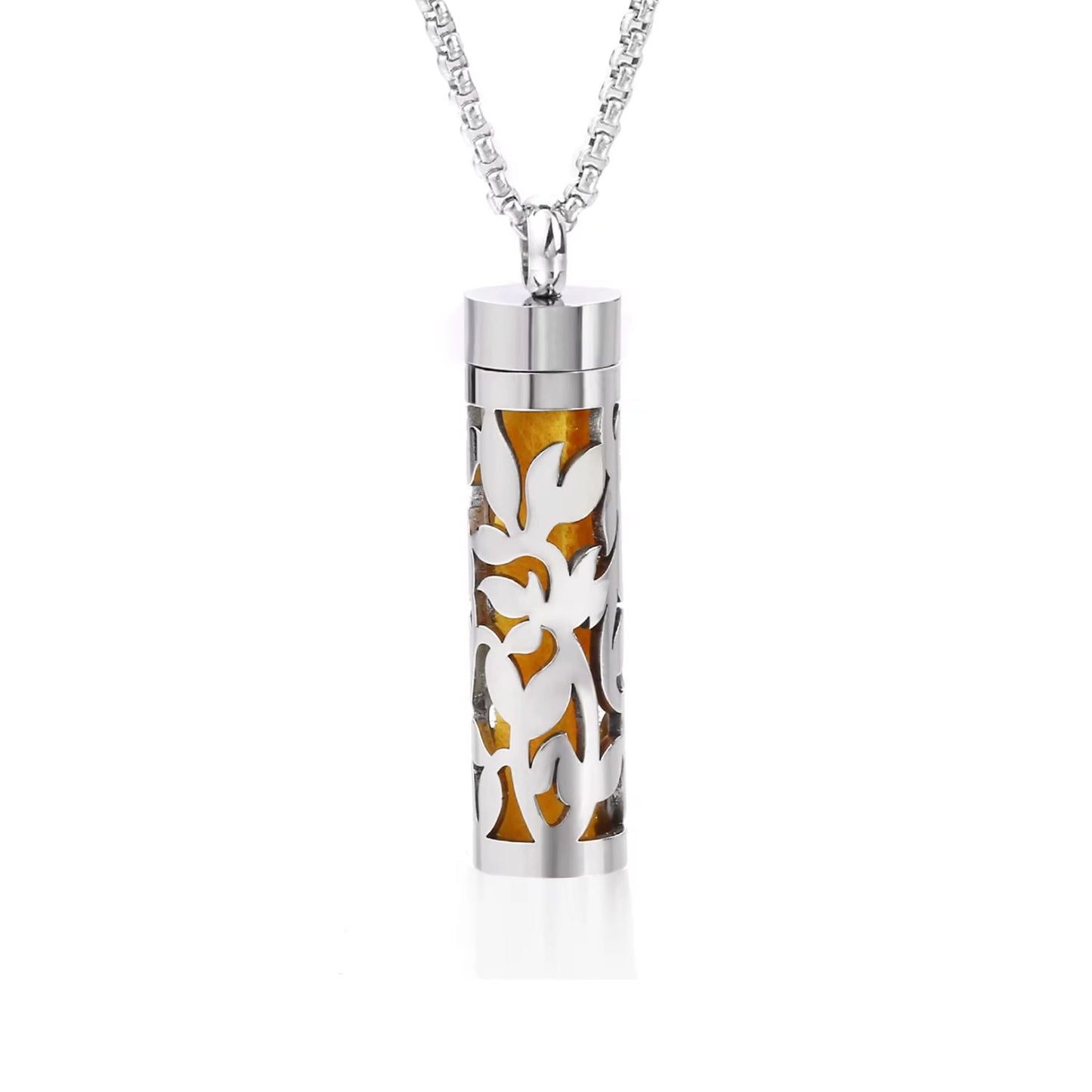 Aromatherapy Silver Stainless Steel Locket Necklace – Diffuser Jewelry for Men & Women