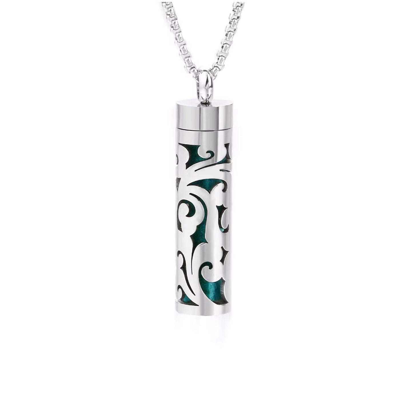 Aromatherapy Silver Stainless Steel Locket Necklace – Diffuser Jewelry for Men & Women