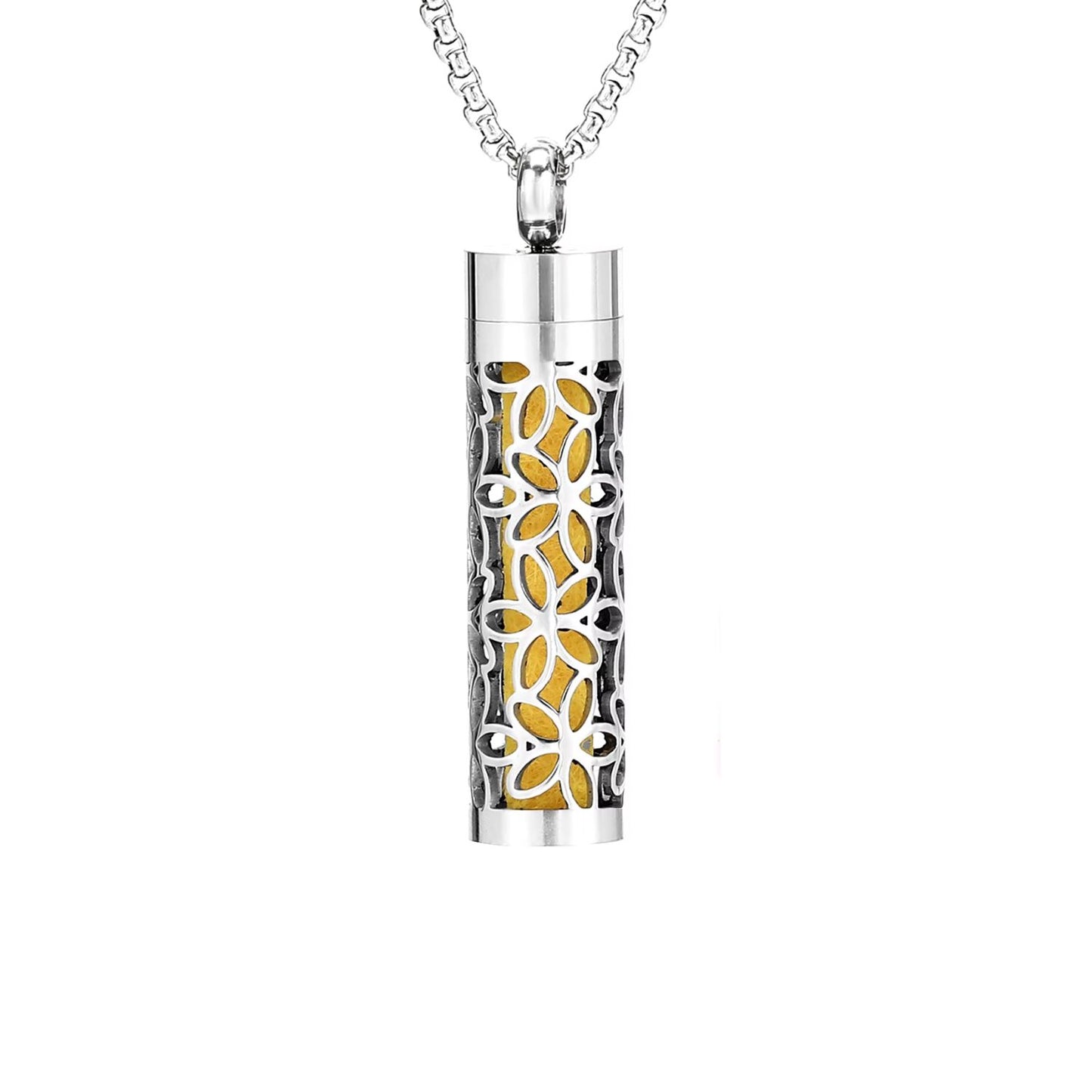 Aromatherapy Silver Stainless Steel Locket Necklace – Diffuser Jewelry for Men & Women