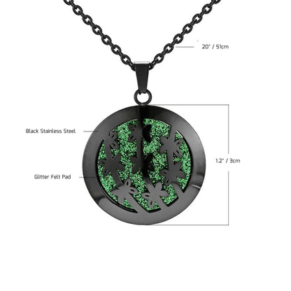 Aromatherapy Black Stainless Steel Pendant Necklace – Diffuser Jewelry for Men & Women