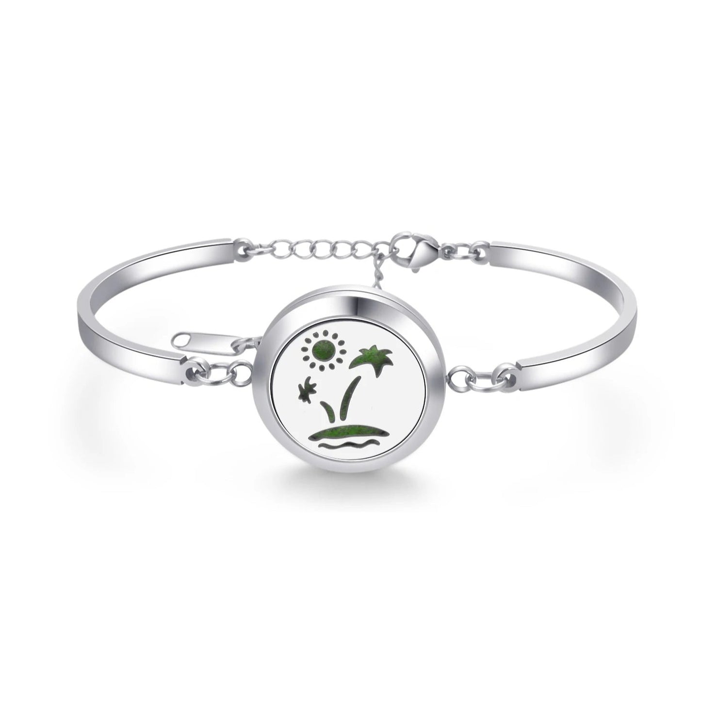 Aromatherapy Silver Stainless Steel Bracelet – Diffuser Jewelry for Men & Women