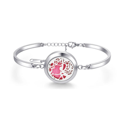 Aromatherapy Silver Stainless Steel Bracelet – Diffuser Jewelry for Men & Women