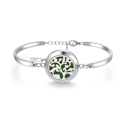Aromatherapy Silver Stainless Steel Bracelet – Diffuser Jewelry for Men & Women