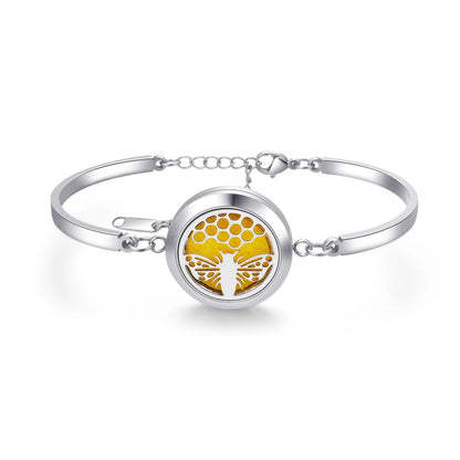 Aromatherapy Silver Stainless Steel Bracelet – Diffuser Jewelry for Men & Women