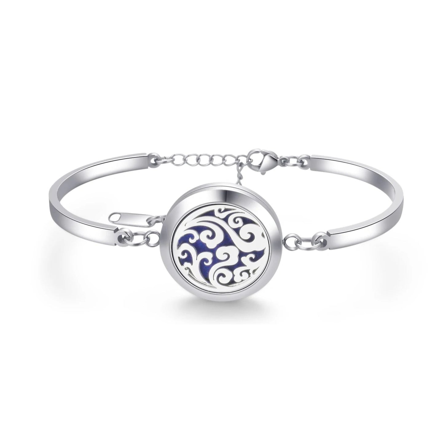 Aromatherapy Silver Stainless Steel Bracelet – Diffuser Jewelry for Men & Women