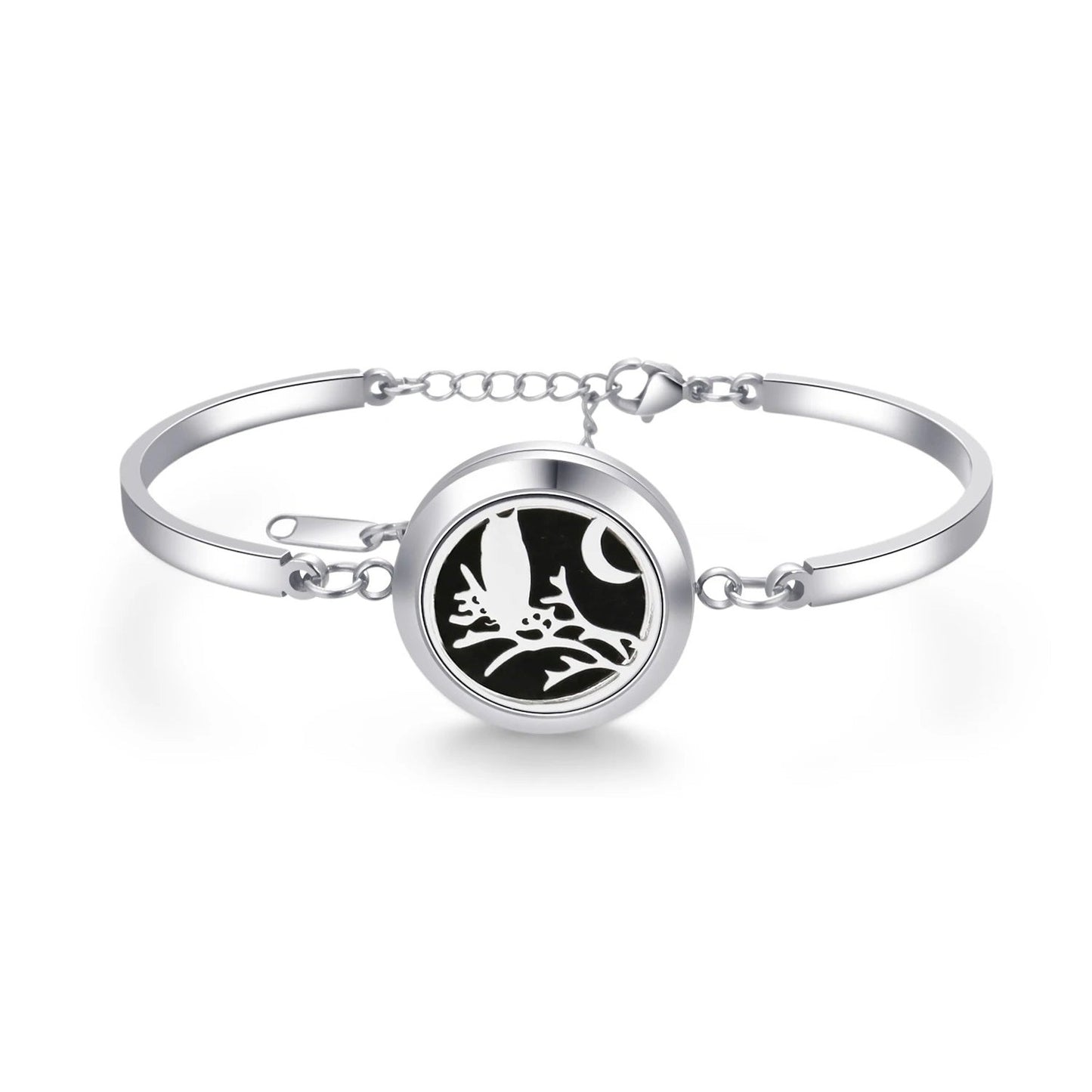 Aromatherapy Silver Stainless Steel Bracelet – Diffuser Jewelry for Men & Women