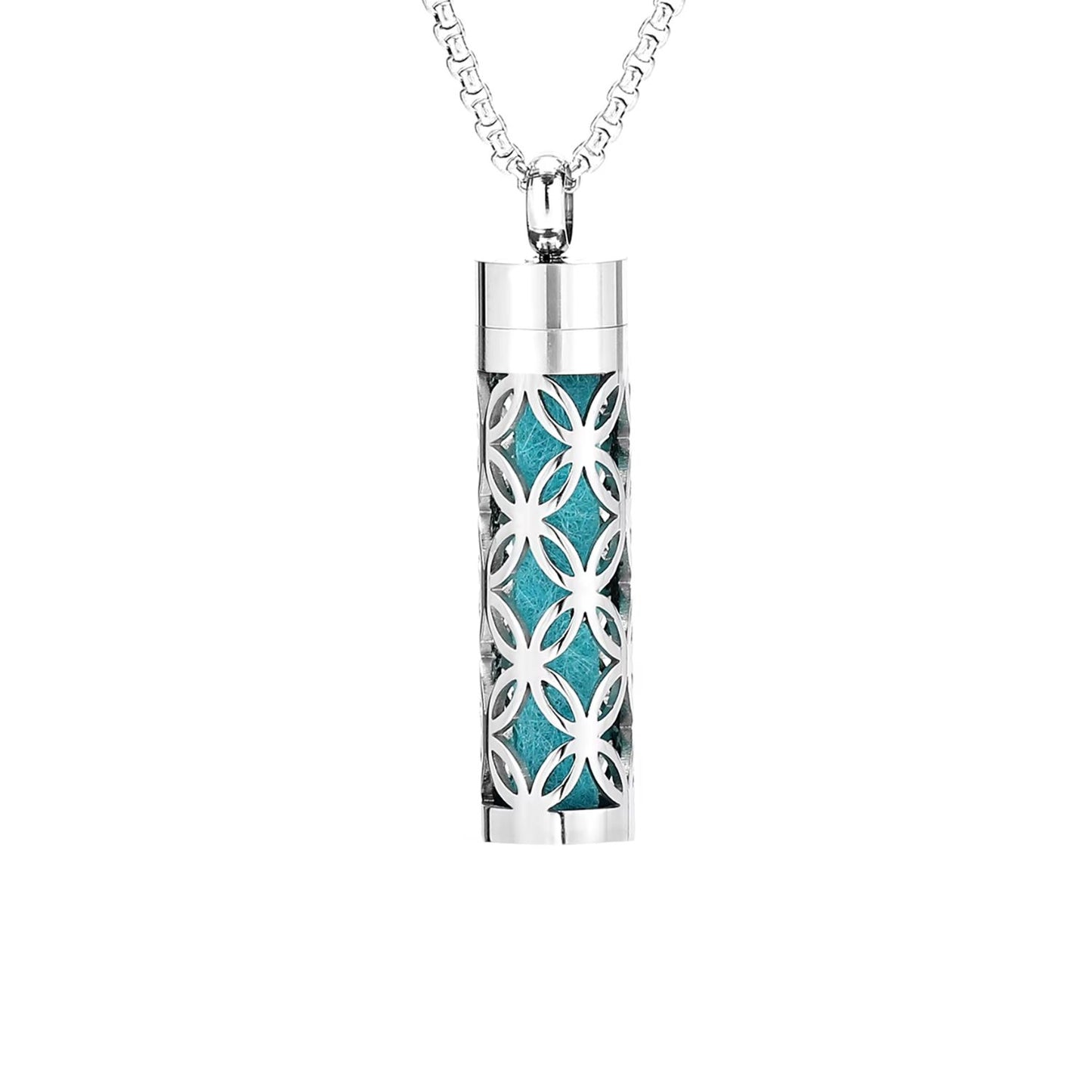 Aromatherapy Silver Stainless Steel Locket Necklace – Diffuser Jewelry for Men & Women